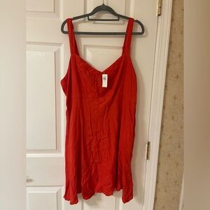 Women's orange fit and flare linen Dress xl